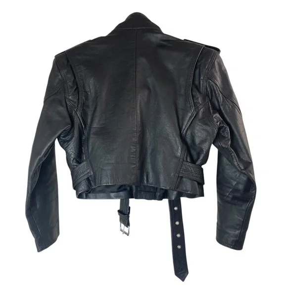 PROTECH Leather Apparel Vintage Black Leather Motorcycle Jacket Size 10 - Picture 2 of 15